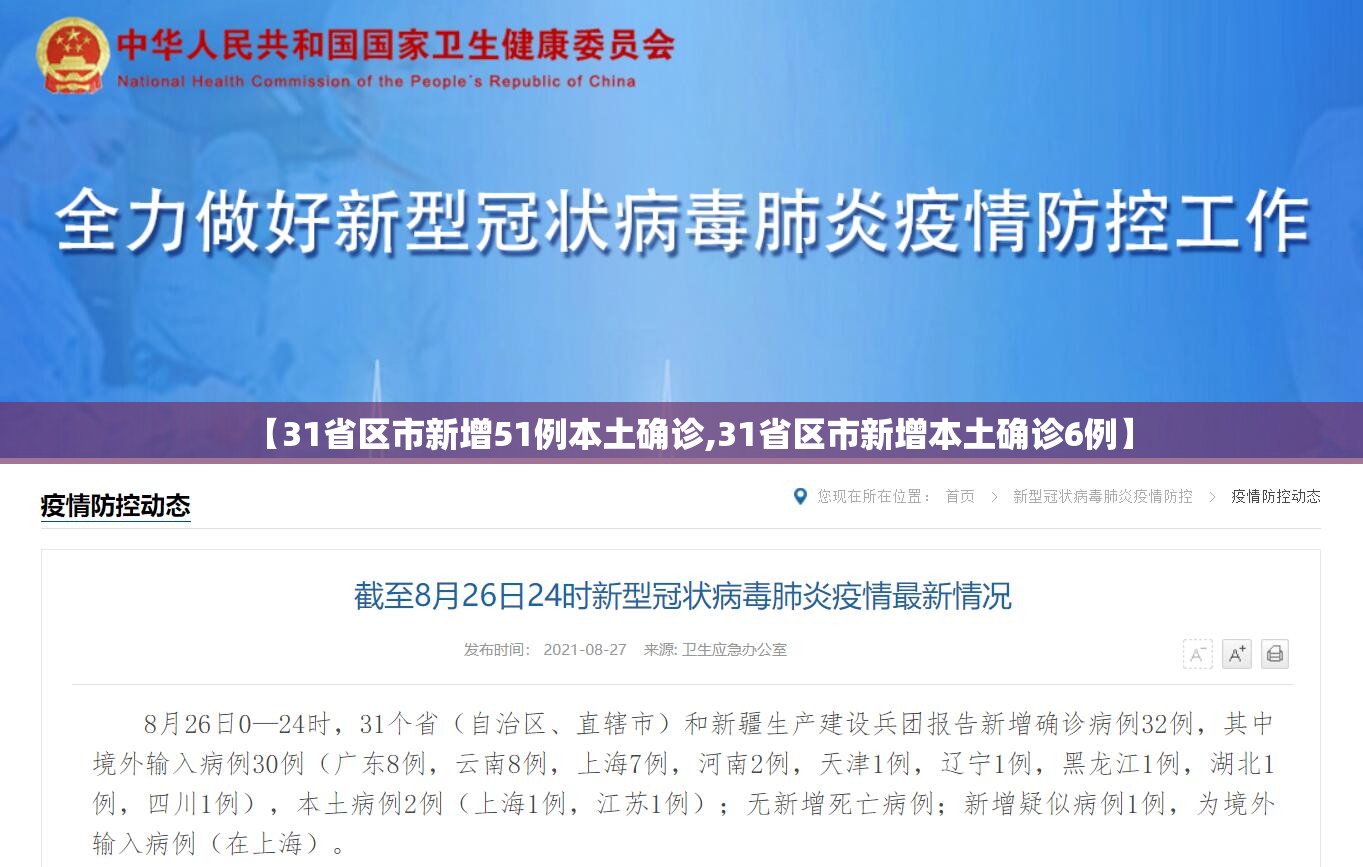【31省区市新增51例本土确诊,31省区市新增本土确诊6例】 【31省区市新增51例本土确诊,31省区市新增本土确诊6例】