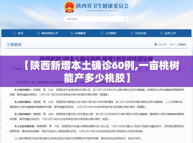 【陕西新增本土确诊60例,一亩桃树能产多少桃胶】 【陕西新增本土确诊60例,一亩桃树能产多少桃胶】
