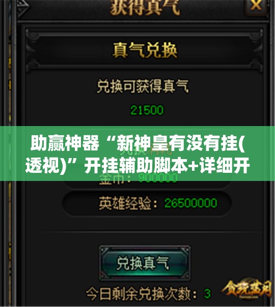 助赢神器“新神皇有没有挂(透视)”开挂辅助脚本+详细开挂安装教程