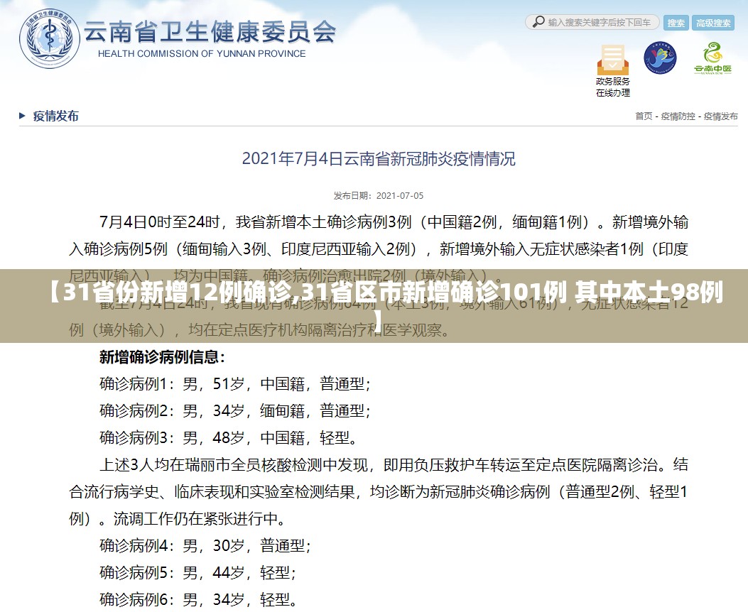 【31省份新增12例确诊,31省区市新增确诊101例 其中本土98例】 【31省份新增12例确诊,31省区市新增确诊101例 其中本土98例】