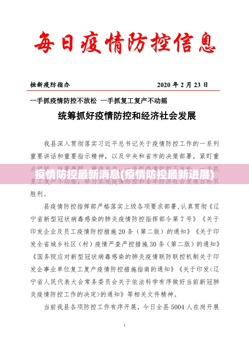 疫情防控最新消息(疫情防控最新进展)