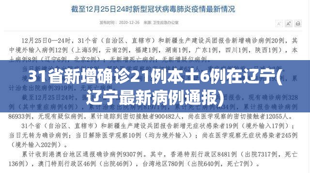 31省新增确诊21例本土6例在辽宁(辽宁最新病例通报)