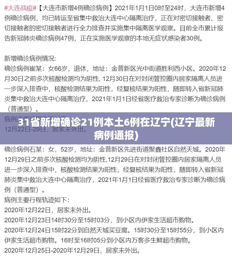 31省新增确诊21例本土6例在辽宁(辽宁最新病例通报)