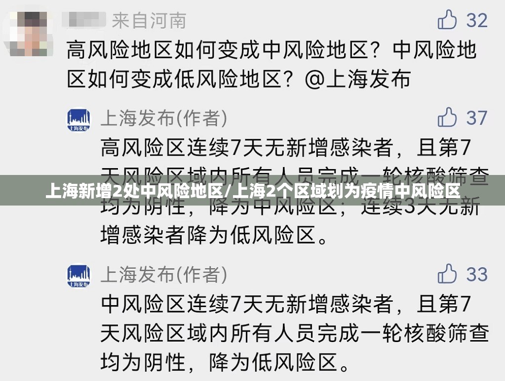 上海新增2处中风险地区/上海2个区域划为疫情中风险区