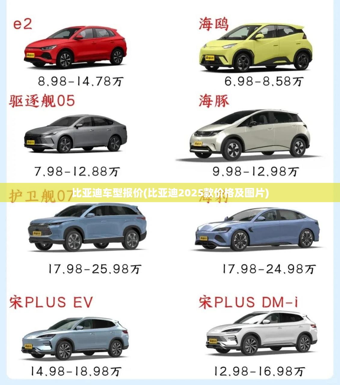 比亚迪车型报价(比亚迪2025款价格及图片) 比亚迪车型报价(比亚迪2025款价格及图片)