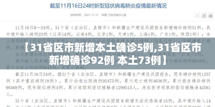 【31省区市新增本土确诊5例,31省区市新增确诊92例 本土73例】