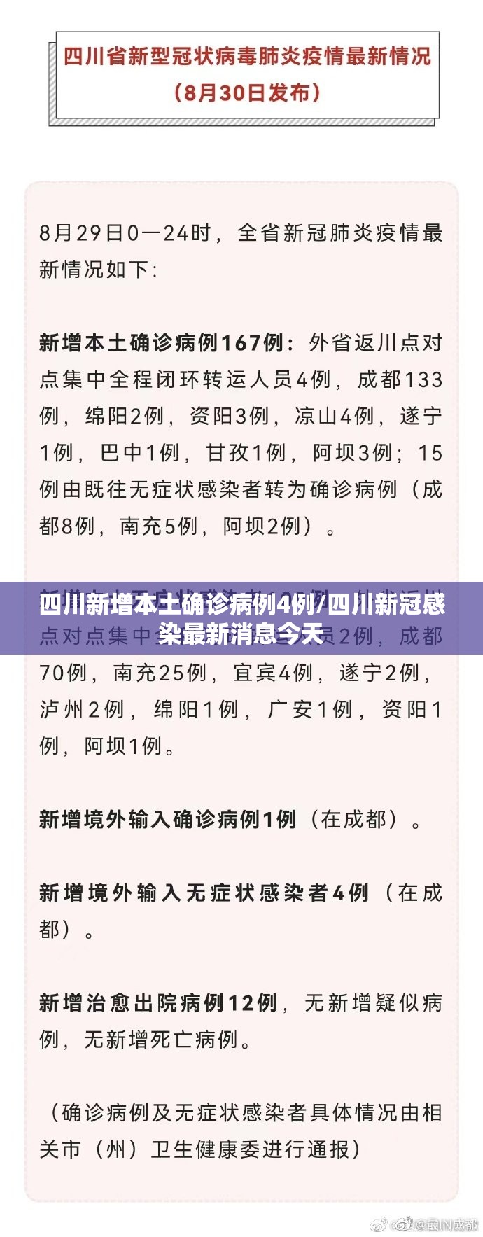 四川新增本土确诊病例4例/四川新冠感染最新消息今天
