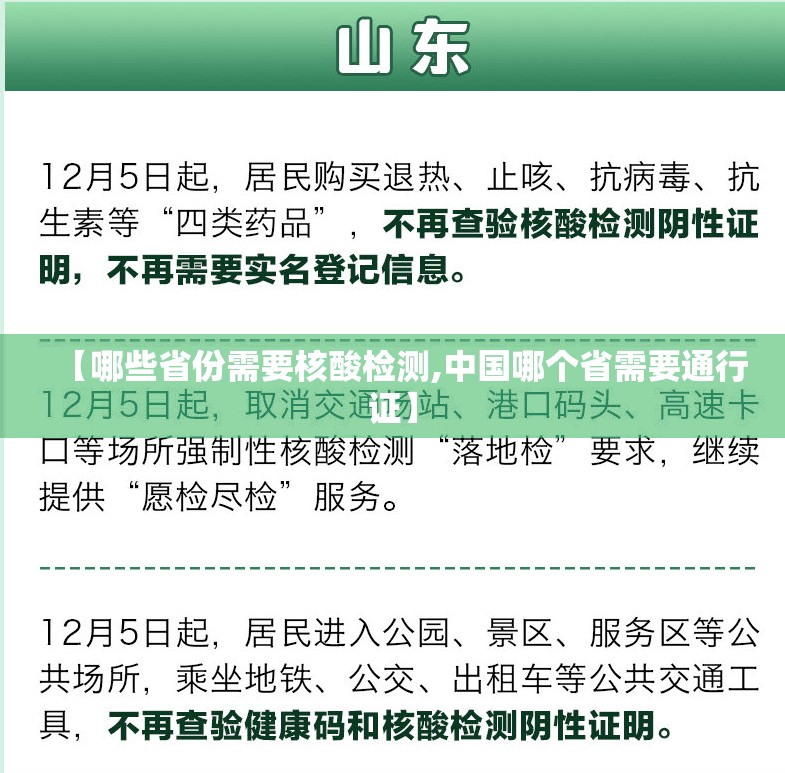 【哪些省份需要核酸检测,中国哪个省需要通行证】