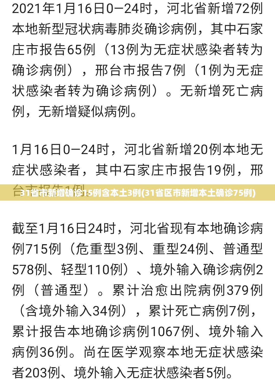 31省市新增确诊15例含本土3例(31省区市新增本土确诊75例) 31省市新增确诊15例含本土3例(31省区市新增本土确诊75例)