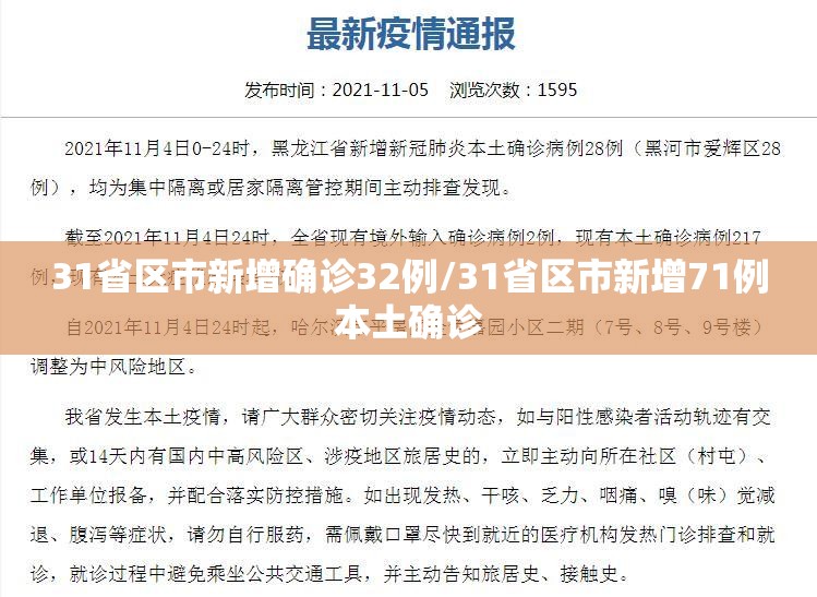 31省区市新增确诊32例/31省区市新增71例本土确诊