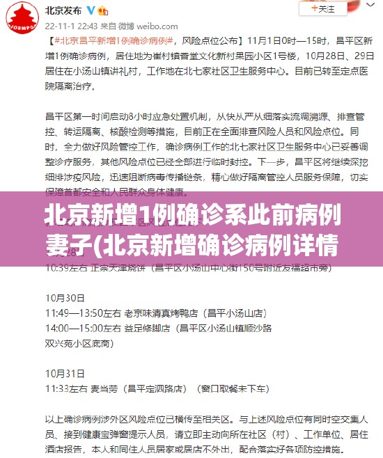 北京新增1例确诊系此前病例妻子(北京新增确诊病例详情) 北京新增1例确诊系此前病例妻子(北京新增确诊病例详情)