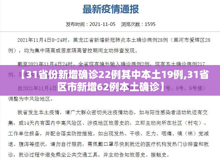 【31省份新增确诊22例其中本土19例,31省区市新增62例本土确诊】 【31省份新增确诊22例其中本土19例,31省区市新增62例本土确诊】