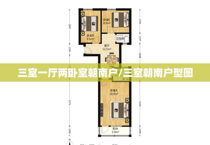 三室一厅两卧室朝南户/三室朝南户型图 三室一厅两卧室朝南户/三室朝南户型图
