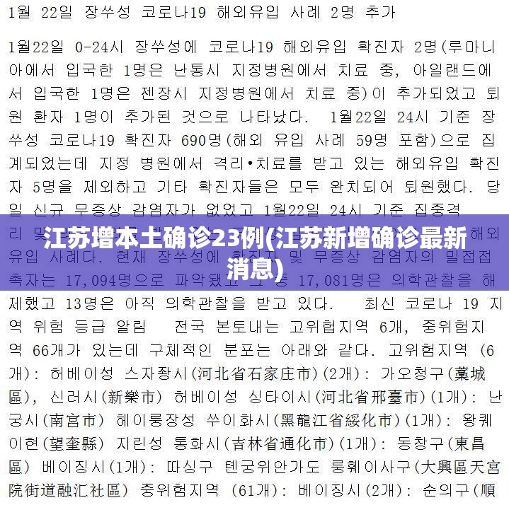 江苏增本土确诊23例(江苏新增确诊最新消息) 江苏增本土确诊23例(江苏新增确诊最新消息)