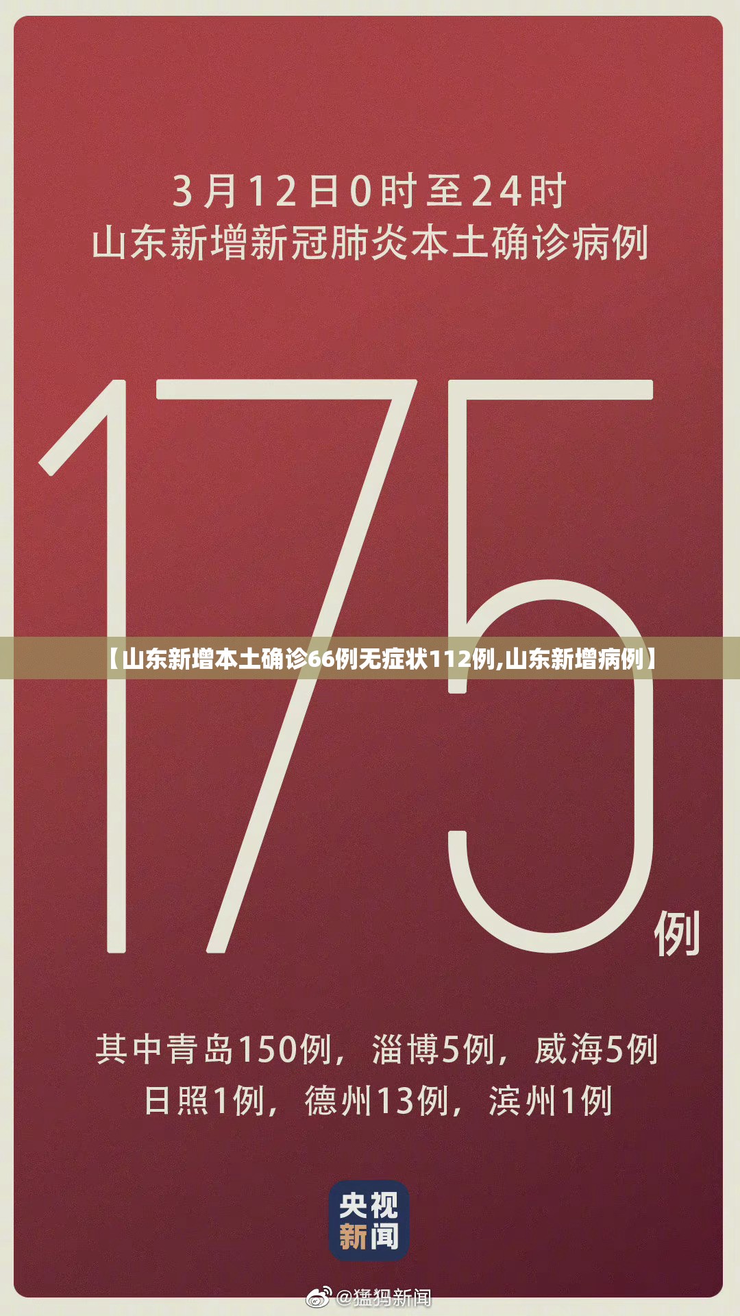 【山东新增本土确诊66例无症状112例,山东新增病例】