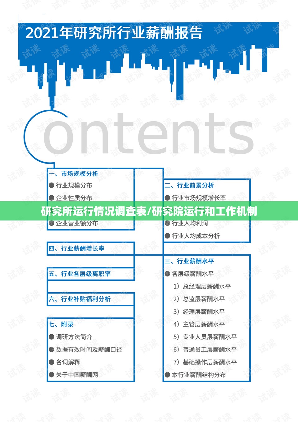 研究所运行情况调查表/研究院运行和工作机制