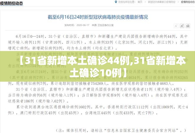 【31省新增本土确诊44例,31省新增本土确诊10例】