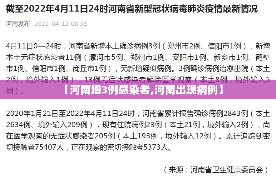 【河南增3例感染者,河南出现病例】