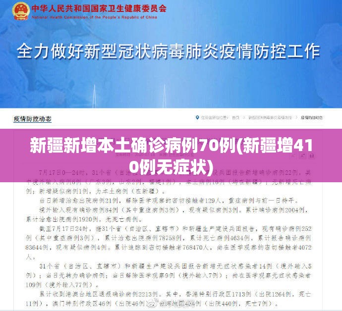 新疆新增本土确诊病例70例(新疆增410例无症状)