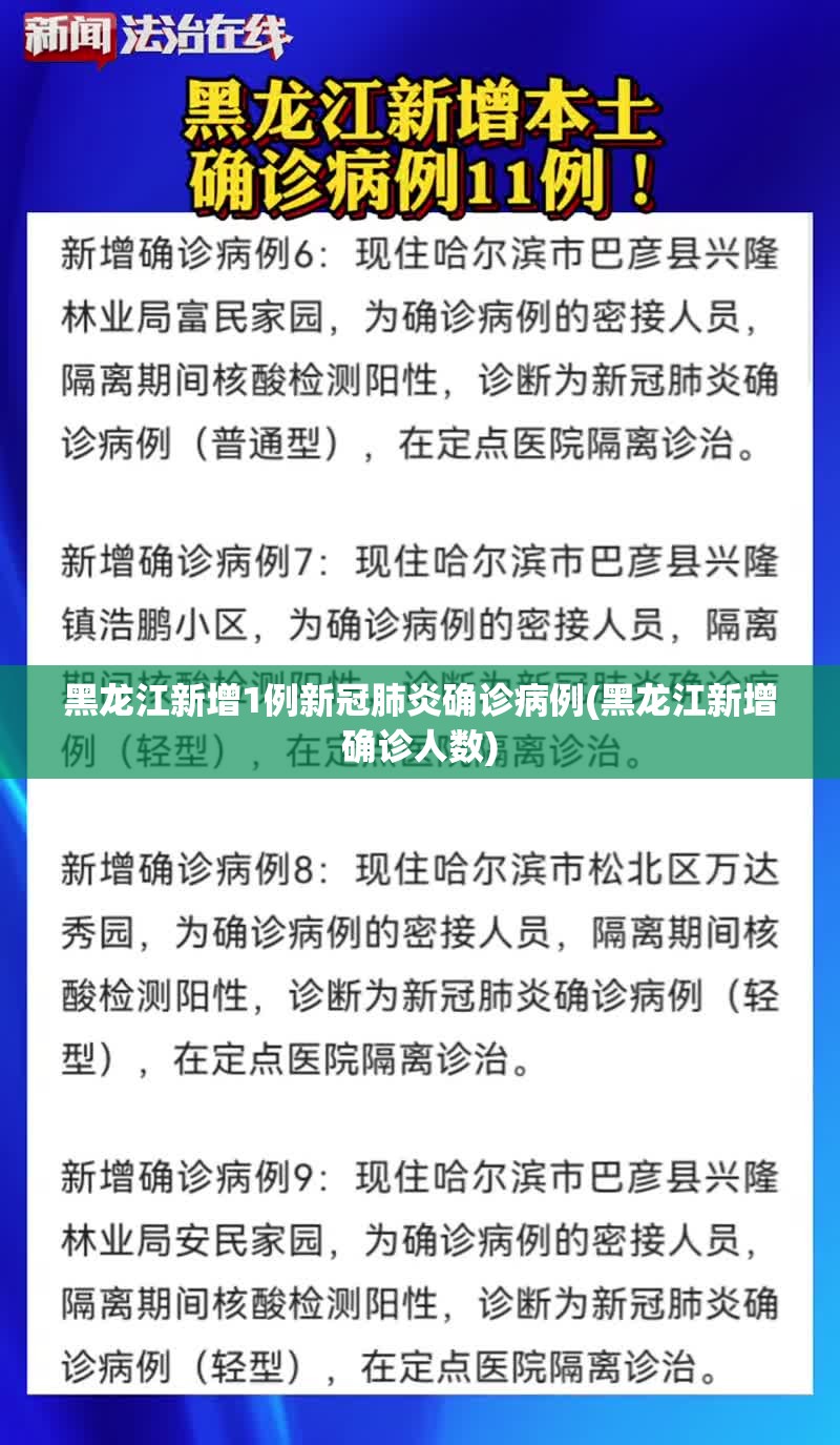 黑龙江新增1例新冠肺炎确诊病例(黑龙江新增确诊人数)