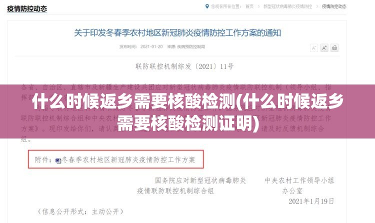 什么时候返乡需要核酸检测(什么时候返乡需要核酸检测证明) 什么时候返乡需要核酸检测(什么时候返乡需要核酸检测证明)