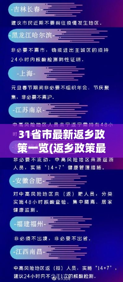 31省市最新返乡政策一览(返乡政策最新消息查询) 31省市最新返乡政策一览(返乡政策最新消息查询)