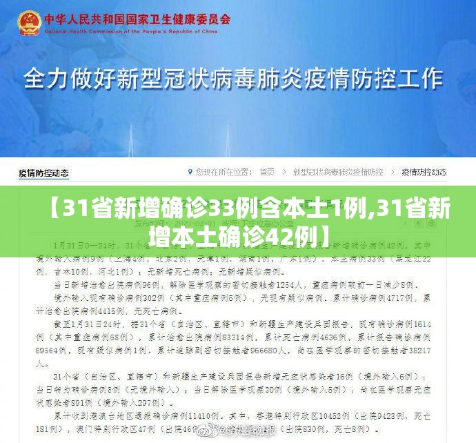 【31省新增确诊33例含本土1例,31省新增本土确诊42例】