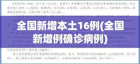 全国新增本土16例(全国新增例确诊病例) 全国新增本土16例(全国新增例确诊病例)