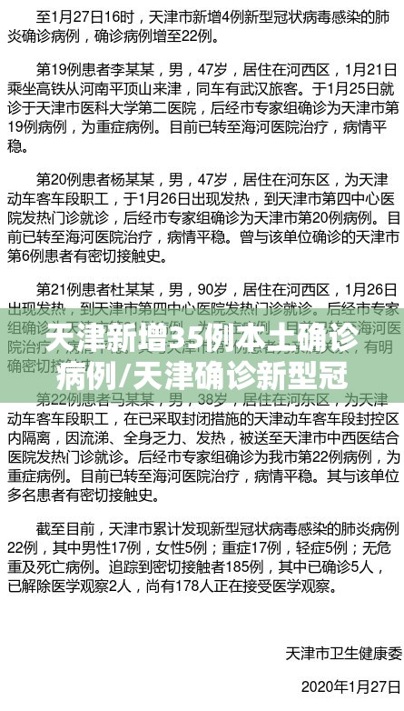 天津新增35例本土确诊病例/天津确诊新型冠状肺炎病例