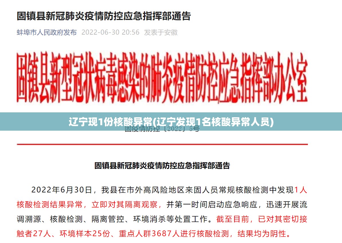 辽宁现1份核酸异常(辽宁发现1名核酸异常人员)