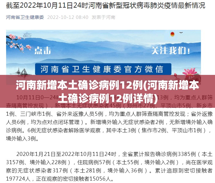 河南新增本土确诊病例12例(河南新增本土确诊病例12例详情) 河南新增本土确诊病例12例(河南新增本土确诊病例12例详情)