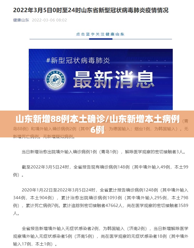 山东新增88例本土确诊/山东新增本土病例6例
