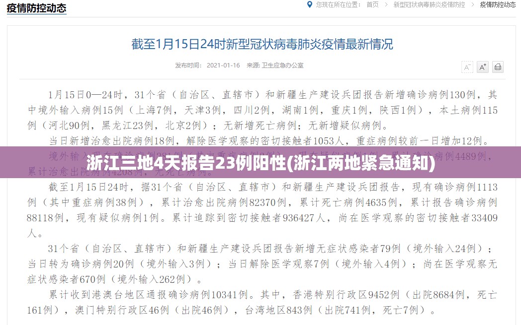 浙江三地4天报告23例阳性(浙江两地紧急通知)
