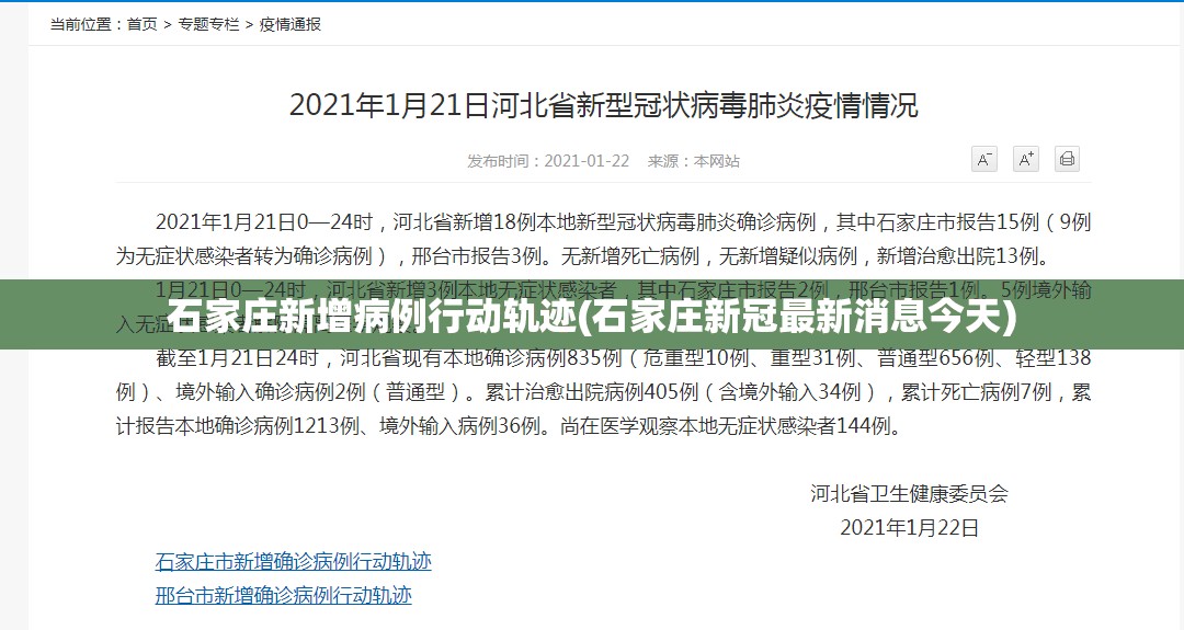 石家庄新增病例行动轨迹(石家庄新冠最新消息今天) 石家庄新增病例行动轨迹(石家庄新冠最新消息今天)