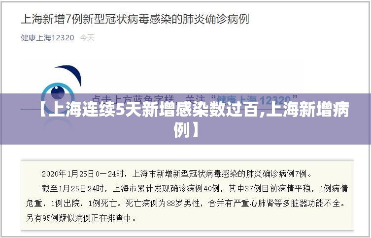 【上海连续5天新增感染数过百,上海新增病例】