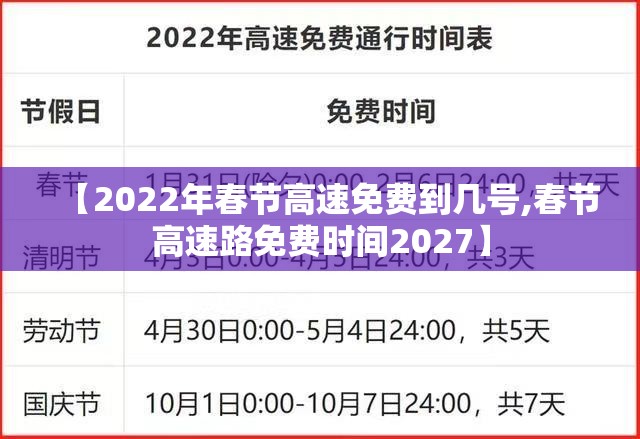 【2022年春节高速免费到几号,春节高速路免费时间2027】