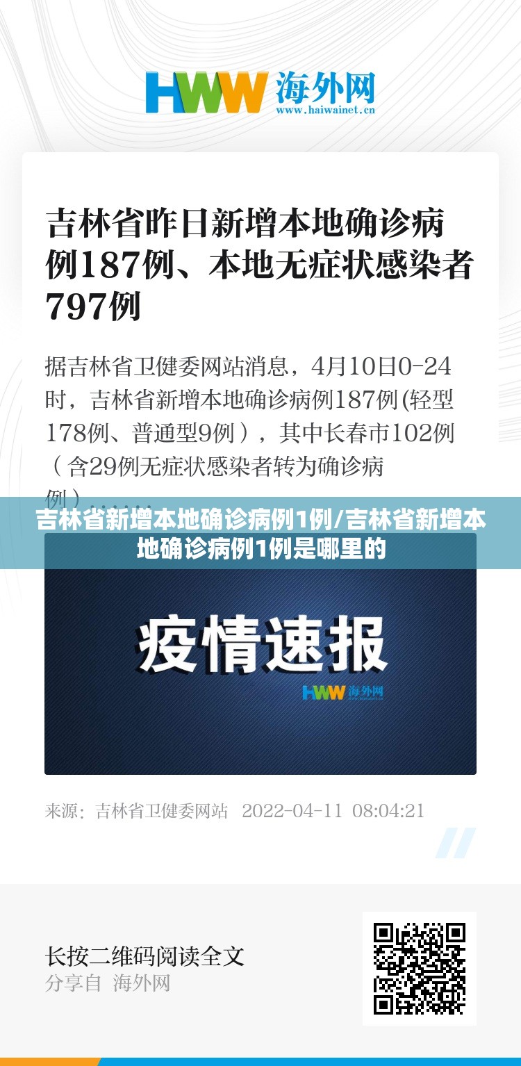 吉林省新增本地确诊病例1例/吉林省新增本地确诊病例1例是哪里的