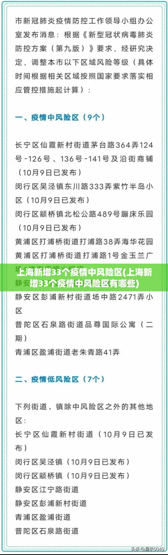 上海新增33个疫情中风险区(上海新增33个疫情中风险区有哪些) 上海新增33个疫情中风险区(上海新增33个疫情中风险区有哪些)