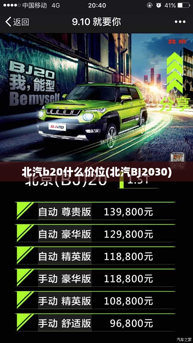 北汽b20什么价位(北汽BJ2030)