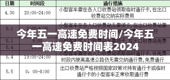 今年五一高速免费时间/今年五一高速免费时间表2024