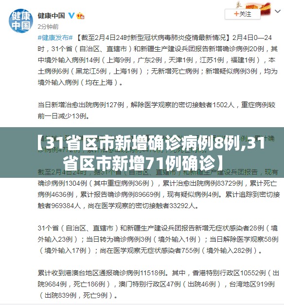 【31省区市新增确诊病例8例,31省区市新增71例确诊】