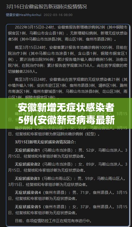 安徽新增无症状感染者5例(安徽新冠病毒最新消息今天) 安徽新增无症状感染者5例(安徽新冠病毒最新消息今天)