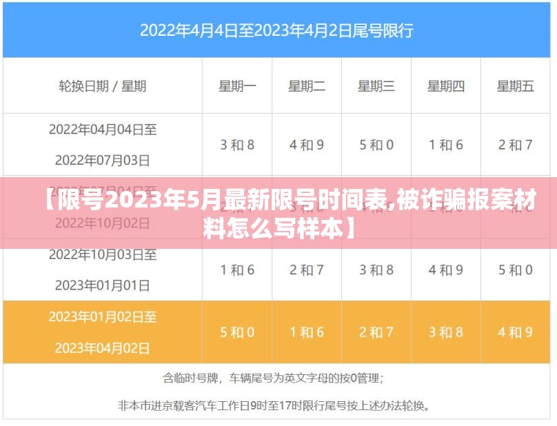 【限号2023年5月最新限号时间表,被诈骗报案材料怎么写样本】