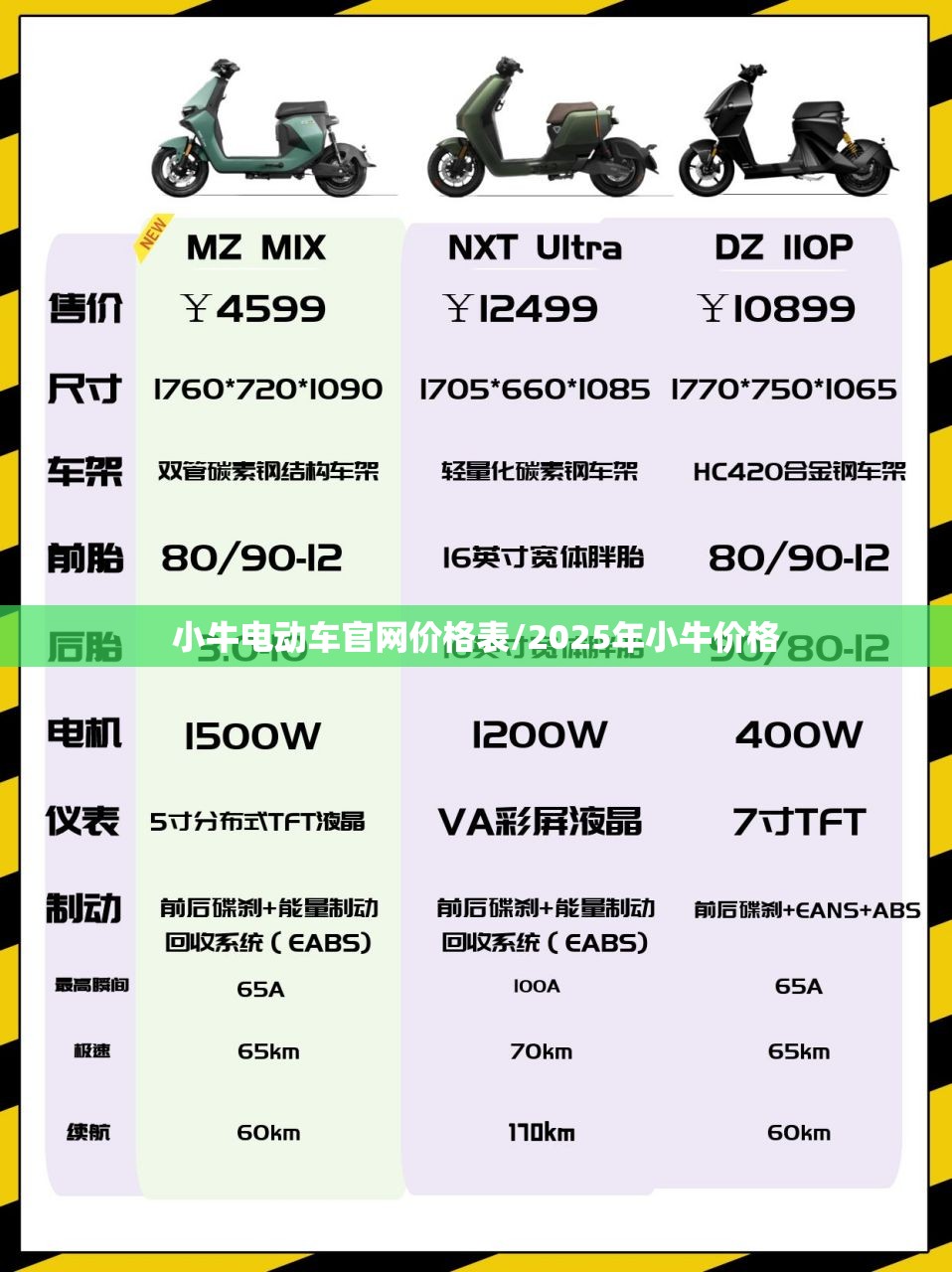 小牛电动车官网价格表/2025年小牛价格