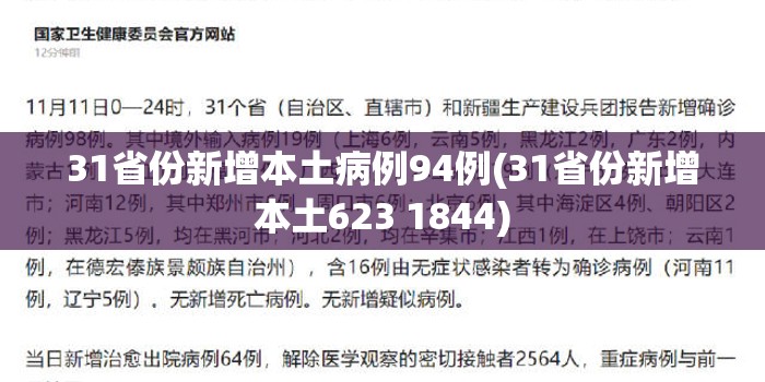 31省份新增本土病例94例(31省份新增本土623 1844)