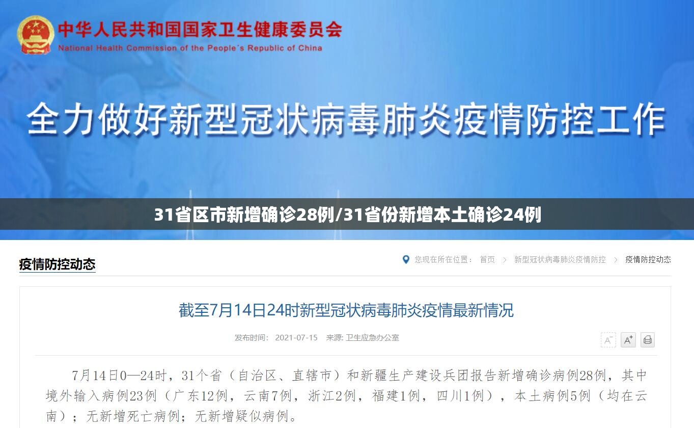 31省区市新增确诊28例/31省份新增本土确诊24例