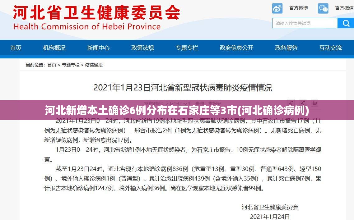 河北新增本土确诊6例分布在石家庄等3市(河北确诊病例)