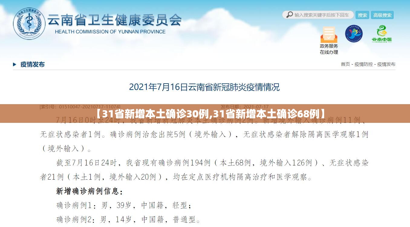 【31省新增本土确诊30例,31省新增本土确诊68例】