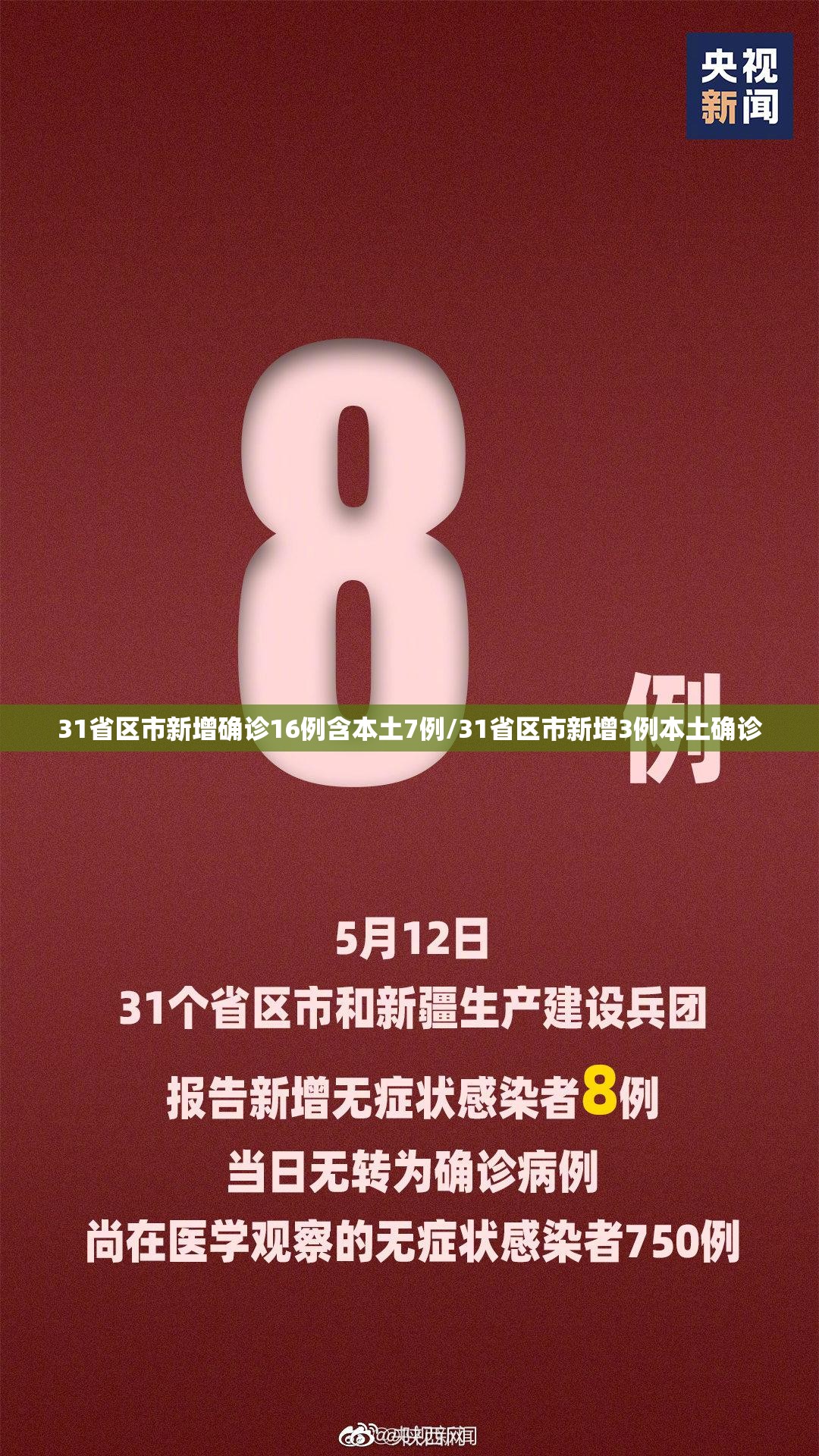 31省区市新增确诊16例含本土7例/31省区市新增3例本土确诊