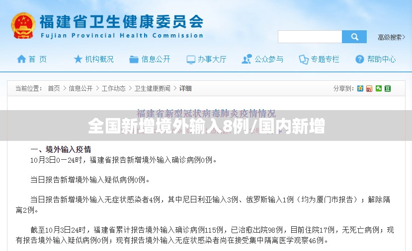 全国新增境外输入8例/国内新增